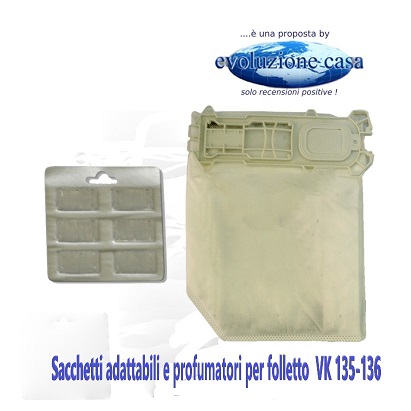 Ricambi Adattabili per Folletto VK 135-136 sacchetti + profumatori