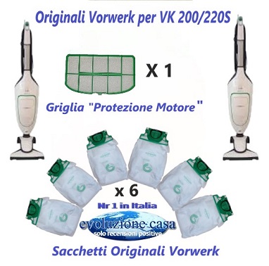 Sacchetti Folletto VK 140 / 150 + Griglia protezione motore (originali